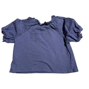 Stylish Girls' Navy Top with Ruffled Sleeves
